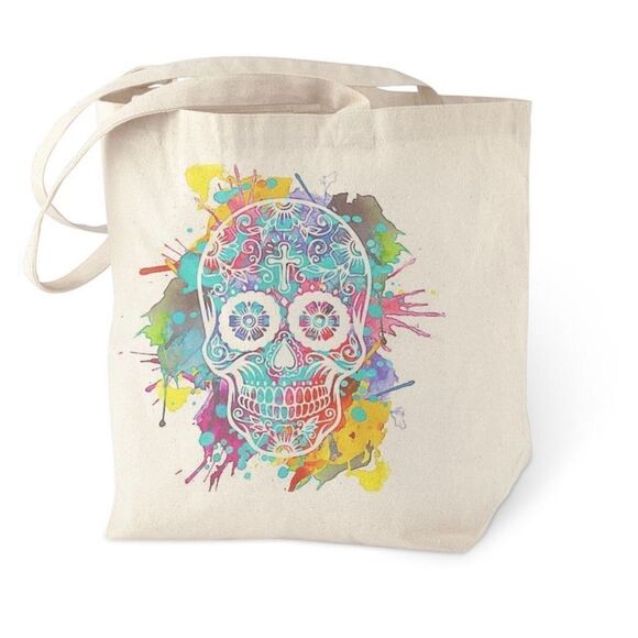 Colorful Skull 💀 Tote Bag - Picture 1 of 2